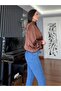 Brown Halter Neck Chiffon Blouse with Detailing - 7