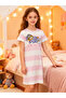 Girls Graphic Print Striped Nightdress - 7