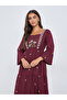 Magenta Embroidered Tiered Maxi Dress - 3