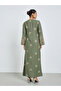 Green Square Neck Embroidered Jalabiya - 5