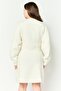 Women Knitted Sweater Dress, Cream - 4