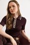 Women's Plum Polo Neck Cotton Content E Stretchy Knitwear Blouse Blz-19003266 - 4