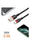 كابل بيانات X203 بطول 1 متر بتقنية USB-Lightning للشحن السريع، بخيط مضفر، بقدرة 2.4 أمبير - 4