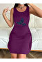 Purple Printed Sleeveless Nightdress - 5