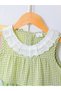 Girls Checked Sleeveless Pom Poms Detail Dress - 3