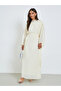 Cream Embellished Cape Sleeves Maxi Kaftan Dress - 3