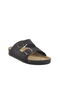 Black Double Buckle Anatomical Women's Flat Slippers - 3