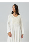 White Jacquard Long Sleeves Jalabiya - 2