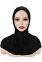 حجاب أسود سادة مزين بأزرار - 4