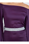 Purple Off Shoulder Maxi Dress with Tie Up Belt - 4