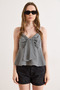 Women's Black Adjustable Strap Bow Front Gingham Blouse Blz-19003272 - 2