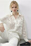 Women's Ecru Embossed Rose Patterned Transparent Chiffon Shirt 354 60286028 - 3