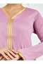 Pink Textured Jalabiya with Lace Trim - 4