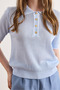 Women's Baby Blue Striped Detail Polo Neck Lace-Like Knit Knitwear Blouse Blz-19003227 - 5