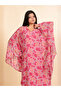 Pink Floral Georgette Kaftan Dress with Inner Slip - 3