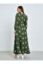 Olive Embroidered Floral Maxi Dress with Tie Belt - 5