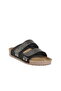 Black Glitter Velcro Women's Flat Slippers - 3