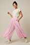 Pleated Waist and Elasticized Loose Pa Wide-Leg Length Pants Cr2024
