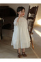 Girls White Cotton Embroidered Dress - 3