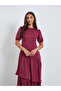Maroon Velvet Satin Layered Maxi Dress - 2