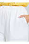 White Straight Leg Pants with Lace Hem Detail - 3