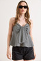 Women's Black Adjustable Strap Bow Front Gingham Blouse Blz-19003272 - 3