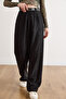 Women's Black Belt Li Pocketed Slim D Drapey K Velvet Pants Pnt-19000397 - 5