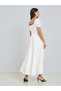 Cream Textured Sweetheart Neck Maxi Dress - 5