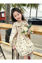 Girls Floral Print Peter Pan Collar Dress - 4