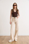 Women's Stone Belt Pack Washable Wide Leg Gabardine Pants Pnt-19000396 - 2