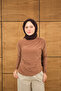 Women's Long Sleeve Gathered Detail Blouse Camel - 5