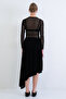 Black Asymmetrical Cut Lined Knitted Midi Skirt Alc-X15402 - 7