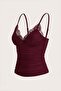 Lace Mini Bowknot Claret Red Spaghetti Strap C Cropped Body - 2