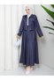 Pocket Detail Zippered Denim Jacket & Corset Skirt Hijab Suit Rc9033