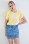 Yellow Crew Neck Ruffled Sleeves Knitted Padded Blouse Alc-X15401 - 5
