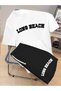 Long Printed white t-shirt black shorts knitted top and bottom set