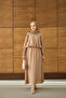 Women's Shirt Collar Zippered Skirt Suit Mink