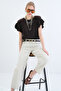 Bitter Brown Crew Neck Ruffled Sleeves Padded Knitted Blouse Alc-X15401 - 6