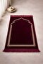 Sade Az Patterned Velvet Prayer Rug, Regular Woven Dodya Yarn, Non-Tiring Pattern Prayer Rug - 2