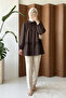 Ruffle Detail Buttoned Poplin Tunic - Dark Brown - 2