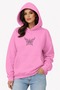 -Women's Lines with Stones Printed Butterfly Black Sweatshirt 3 Threads Compact Fabric (Inside P Cotton U)