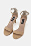 Women's Nude Genuine Natural De Leather Nc Stiletto Heel Evening Dress Sandals with Additional Straps - 3