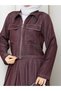 Pocket Detail Zippered Denim Jacket & Corset Skirt Hijab Suit Rc9033 - 9