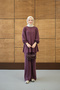 Women's Front Hem and Drawstring Detail Double Set in Plum Color - 5
