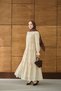 Women's Elastic Waist Embroidered Detail Dress Cream - 5