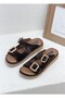 1079 Y-M 200 Double Buckle Genuine Leather Leather Mu Soft Sole Women's