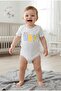 White Short Sleeve It's a Boy Themed Printed Baby Bodysuit Crew Neck Unisex Bodysuit 100% Cotton - 4