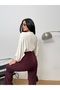 Women's High Waist Back Zip Detail Fabric Trousers - 3