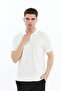 Zippered Polo Collar Men's T-Shirt 2738 Ecru - 2