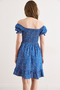 Women's Cobalt Blue Gipe Detailed Mini Woven Viscose Dress Elb-19002606 - 6